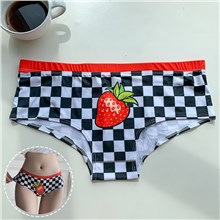 Cute Strawberry Checker Fun Sexy Panty Briefs Underwear 