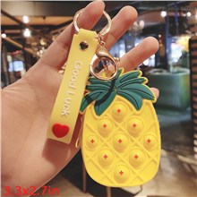Cute Pineapple Pop Coin Purse PVC Wallet Fidget Toy Keychain