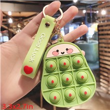 Cute Avocado Pop Coin Purse PVC Wallet Fidget Toy Keychain