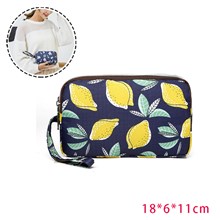 Lemon Prints Large Travel Purse Wristlet Clutch Zipper Wallet For Women
