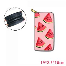 Watermelon Fruits Women Zip Wallet PU Clutch Long Purse Cartoon Printed Wallet