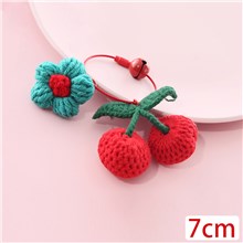 Cute Cherry Flower Hand Made Wool Pendant Keychain Key Ring