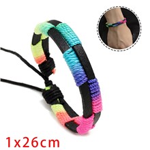 Rainbow LGBT Pride PU Leather Bracelet Handmade Braided Friendship String Bracelet
