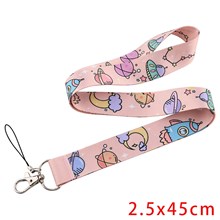 Space Planet Print Lanyards Id Holder Keychain