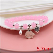 Cute Whale Pink Bead Bracelet Stretch Bracelets Jewelry