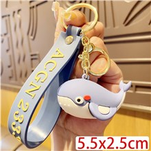 Cute PVC Whale Figure Wristlet Keychain Key Ring