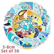 50 Pieces Ocean Stickers Waterproof Vinyl Marine Ocean Creatures Beach Theme Decals Cute Sea Animal Art Stickers