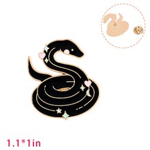 Snake Moon Star Enamel Brooch Pin Badge