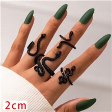 Fashion Snake Alloy Black Rings Set Jewelry Accessories