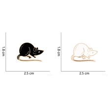 Cute Black White Rat Mouse Enamel Pins Brooch Badge Set