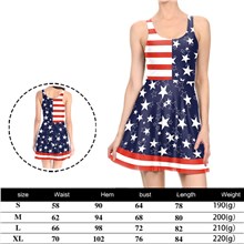 Independence Day Women's Sleeveless Scoop Neck Summer Beach Casual Midi A Line Dress