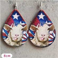 Independence Day Funny Sheep Wooden Earring