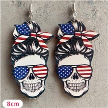 Independence Day Wooden Earring