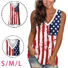 Women's Independence Day Sleeveless T Shirt USA Flag Shirts Stars Stripe Casual Tees Tops
