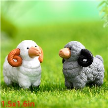 Cute Sheep Resin Figurines Animals Decorative Statue Garden Miniature Moss Landscape Cartoon Crafts