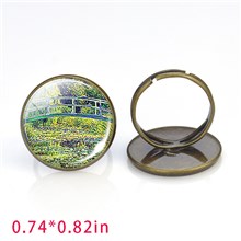 Van Gogh Antique Bronze Adjustable Ring Glass Ring