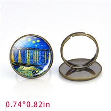 Van Gogh Antique Bronze Adjustable Ring Glass Ring