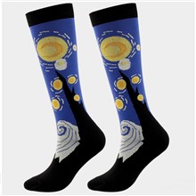 Art The Starry Night Oil Painting Compression Socks Knee High Stockings for Running,Travel,Cycling