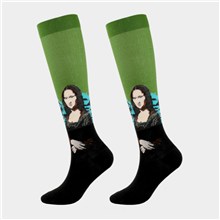 Art Mona Lisa Oil Painting Compression Socks Knee High Stockings for Running,Travel,Cycling
