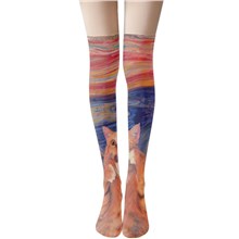 Art Painting Long Boot Stockings Over Knee Thigh Sock