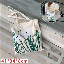Chamomile Flower Canvas Medium Shoulder Tote Bag, Shopping Bag, Shoulder Bag