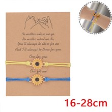 Sunflower Adjustable Wrap Strand Rope Bracelet With Wish Card 