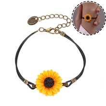 Cute Resin Sunflower String Bracelet