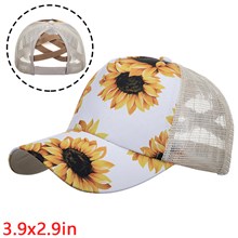Sunflower Baseball Cap White Ponytail Hat
