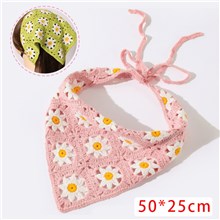 Flower Pink Crochet Hair Bandanas Headscarf Hair Kerchief Headband 