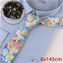Men's Cotton Printed Floral Neck Tie Flower Skinny Ties