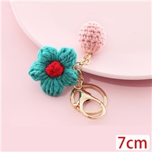 Cute Blue Flower Hand Made Wool Pendant Keychain Key Ring
