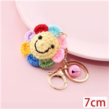 Cute Colorful Sunflower Hand Made Wool Pendant Keychain Key Ring