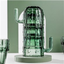 4 Pcs Stackable Cactus Drinking Glass Cups