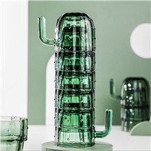 6 Pcs Stackable Cactus Drinking Glass Cups