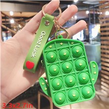 Cute Cactus Pop Coin Purse PVC Wallet Fidget Toy Keychain
