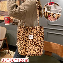 Leopard Print Corduroy Tote Bag Large Shoulder Bag
