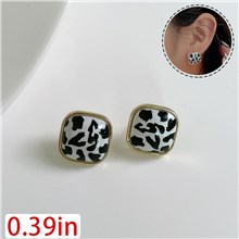 Black White Leopard Print Stud Earrings