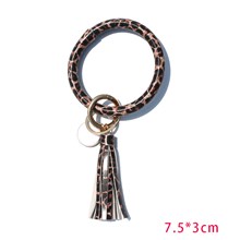 Leopard Print Key Ring Bangle Bracelet Wristlet Keychain