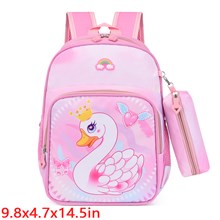 Kids Swan Nylon Backpack for Girls Pink School Bag
