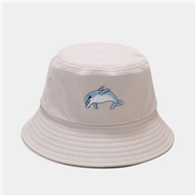Cotton Dolphin Bucket Hat Solid Color Beach Hat Summer Travel Sun Hats Fisherman Cap