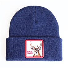 Deer Dark Blue Knit Hat
