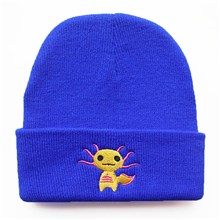 Cute Cartoon Axolotl Blue Knitted Beanie Hat Knit Hat Cap