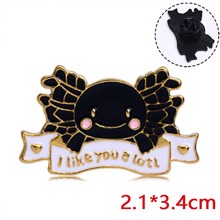 Axolotl Black Enamel Brooch Pin Badge