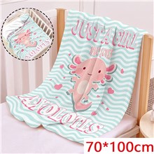 Cute Cartoon Axolotl Soft Flannel Blankets Gift for Kids