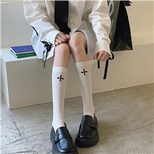 JK Women White Knee Socks Soft Socks Long Tube Socks 
