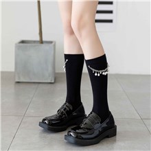 JK Women Black Knee Socks Soft Socks Long Tube Socks 