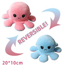 Reversible Plushie Octopus Stuffed Animal Reversible Mood Plush Double-Sided Flip Show Your Mood!