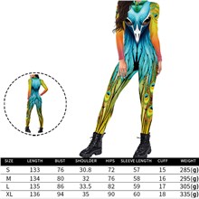 Women Peacock Party Costume Print Long Sleeve Jumpsuit Outfit