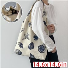 Starfish Sea Shell Canvas Shopping Bag Tote Bag Shoulder Bag