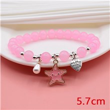 Cute Starfish Pink Bead Bracelet Stretch Bracelets Jewelry